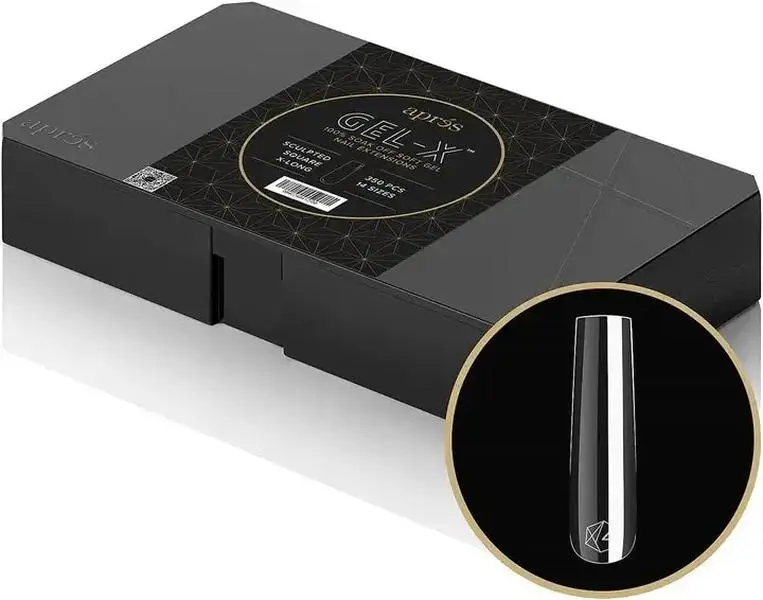 APRES - GEL-X® SCULPTED SQUARE EXTRA LONG BOX OF TIPS | 420 GEL-X TIPS PREMIUM QUALITY 14 SIZES 00-9 | HALF-SIZES