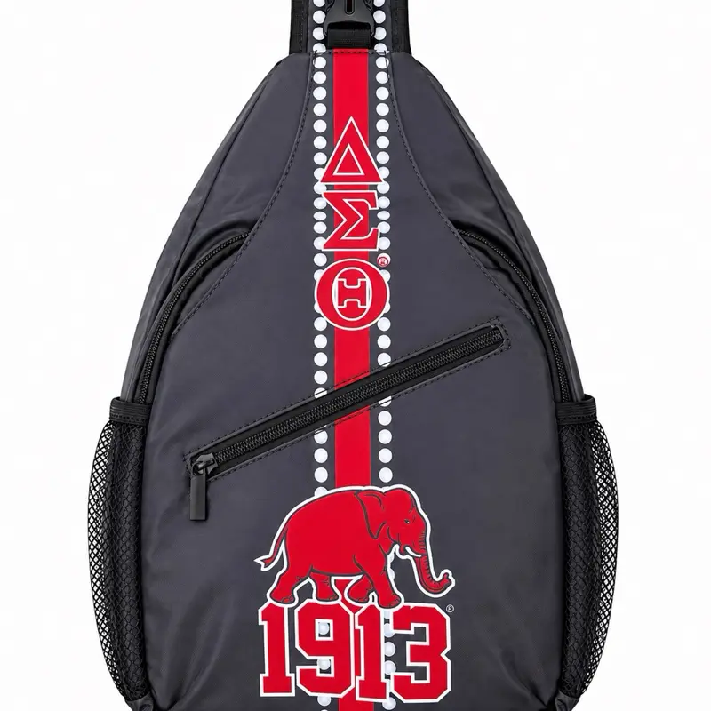 Crossbody Sling Bag for Delta Sigma Theta Sorority, Elephant Design Lightweight Travel Shoulder Bag with Secure Zip Pockets, Slingbag, Greek Sorority, Greek Theme