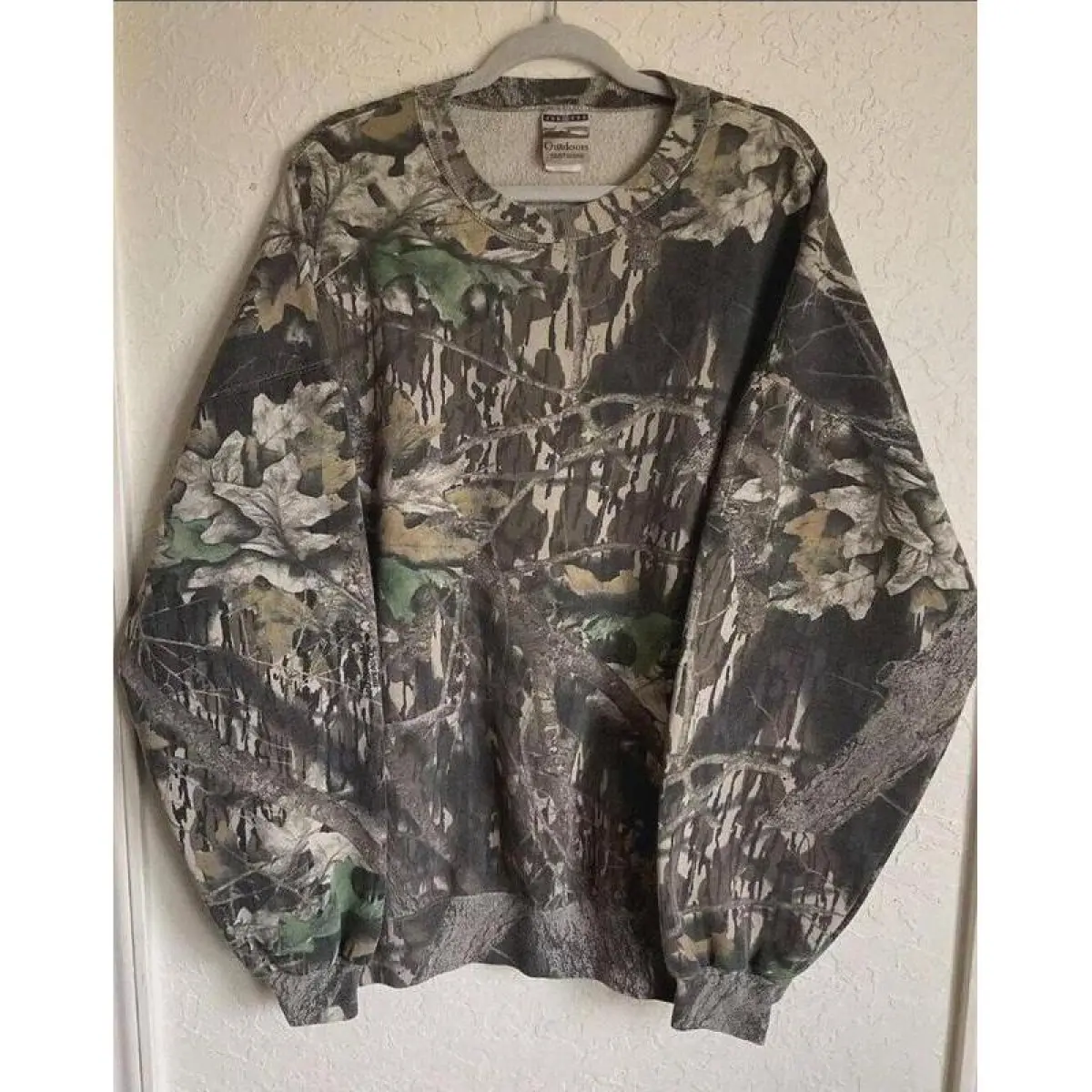 202590s Real Tree Camo All-Over Crew Neck Sweatshirt Mossy Camouflage Pattern L Vintage 1990s Outdoors Jerseys Long Sleeves Men's Tops