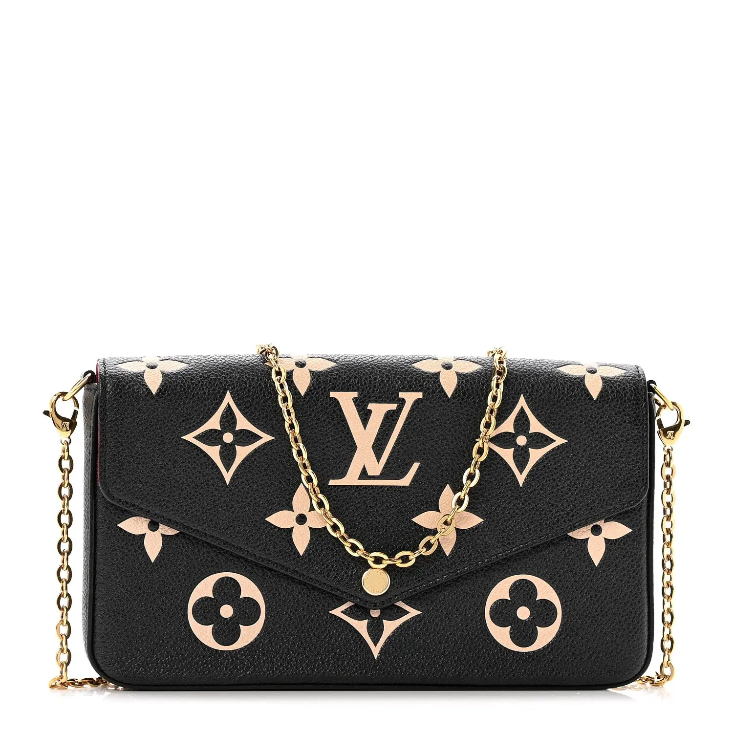 Pre-owned Louis Vuitton Monogram Empreinte Leather Shoulder Bags Empreinte Monogram Giant Felicie Pochette Black Beige