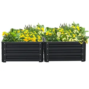 2-Piece Dark Gray 23.5" Elevated Herb & Vegetable Planting Box Kit, Versatile Garden Planter for Home Improvement