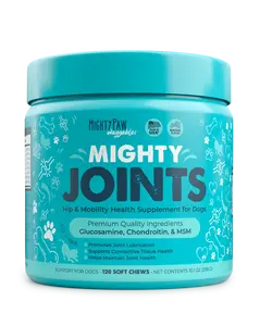 Mighty Paw Waggables Mighty Joints Hip & Mobility Chews for Dogs - Bacon Flavor, Glucosamine, Chondroitin, MSM, 120 Soft Chews