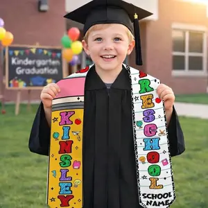 Personalized Prek Grad Pencil Graduation Stole with Name: Class Of 2026 Stole for Boy Girl, Preschool Graduate Sash, Toddler Grad Gifts