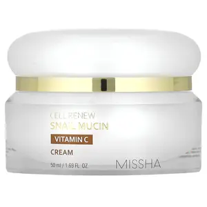 Missha Cell Renew Snail Mucin, Vitamin C Cream , 1.69 fl oz (50 ml)