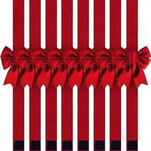 6Pcs Christmas Cabinet Ribbons Bows Decorations Red Home Decor Party Supplies Set for Festive Season