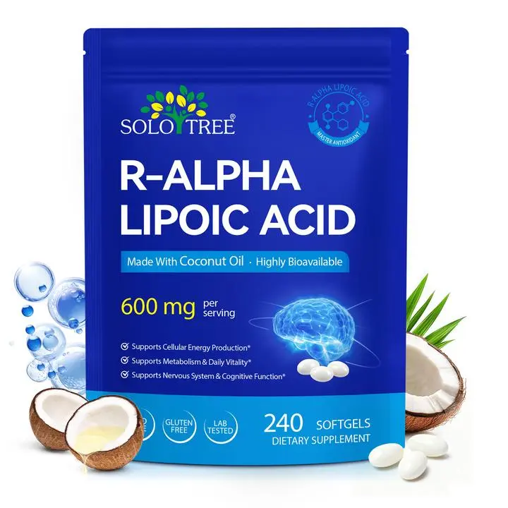 R-Alpha Lipoic Acid 600mg, Alpha Lipoic Acid Supplement with B Vitamins & Magnesium Glycinate, 240 Softgels, Non-GMO Gluten-Free