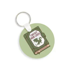 Viv&Lou Mystery Book Lover Keychain - 2" Diameter Aluminum Round Keyring, Full Color One-Sided Print, Designed and Printed in the USA