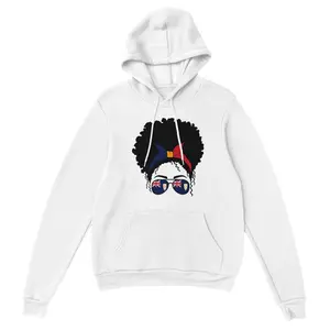 Anguilla Afro girl Classic Unisex Pullover Hoodie | AXA Pullover Hoodie | Patriotic Flag in Afro girl