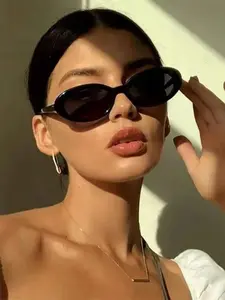 Women's Fashionable Oval Frame Glasses, Trendy Casual Glasses for Everyday Use, Fashion Accessories for Outdoor Activities, Trendy Beach Eyewear, Casual Stylish Glasses