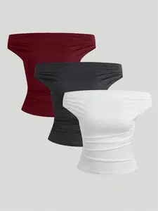 Women's Solid Color Fit Tee Top, Casual Short Sleeve T-shirt for Summer, Ladies Clothes for Daily Wear