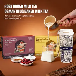BOGO Rose/Osmanthus Baked Milk Tea 2 Cartons 12 Drinks With Red Dates, Rock Sugar, Longan, Goji Berry, New Zealand Milk, Golden Needle Black Tea