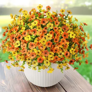 Artificial Flower (12/24pcs), UV Resistant Colorful Fake Flower, Decorative Bouquet for Home Garden Party Wedding Decor, Artificial Flowers Bouquet， Spring Decor