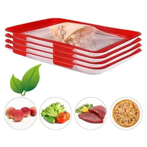 Vacuum Sealed Fresh-Keeping Trays with Lids, Stackable Food Storage Containers for Refrigerator & Freezer, Ideal for Meal Prep
