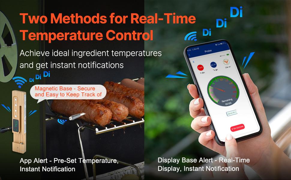 VEVOR Wireless Meat Thermometer Bluetooth Meat Probe 500 ft Range for Cooking