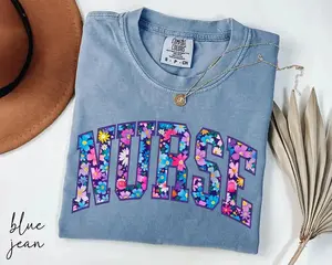 Comfort Colors Floral Nurse Shirt, Nurse T-Shirt, RN Shirt, Nursing School Shirt, Nurse Graduation Gift, New Nurse Appreciation - Printfamily