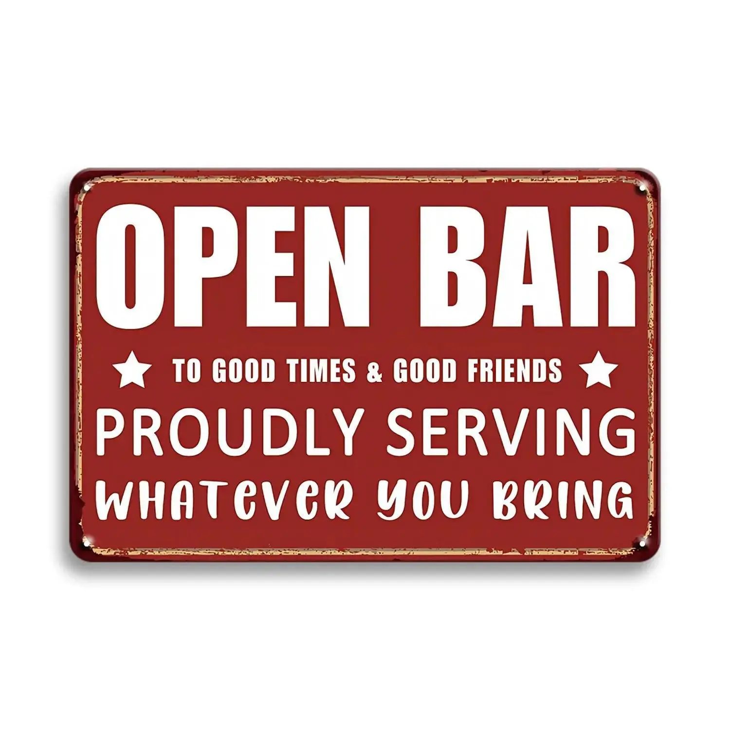 Open Bar Letter Pattern Vintage Metal Tin Sign, Signage, Humorous Funny Beer Bar Wall Hanging Poster, Retro Art Decor Plaque for Home Living Room Dining Room