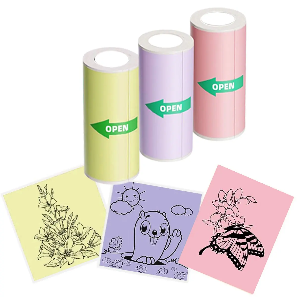 Mini Printer Color Sticker Thermal Paper Labels Label Printing For Printers, 1 Set Portable Bluetooth-compatible Printer Paper, Office Stationery & Supplies