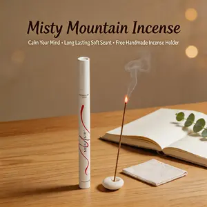 MISTHYMN Mountain Mist Agarwood Scented Incense Sticks - Gentle Woody Aroma, Beginner-Friendly, Stress Relief Fragrance for Sleep, Reading, Daily Relaxation, Meditation, Bedroom & Small Spaces