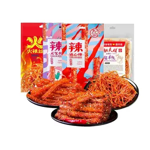 4 Flavors Latiao Spicy Gluten Snack Strips Variety Pack, Classic Chinese Style Spicy Sticks & Shreds, Savory Plant-Based Snack for Office & Everyday Snacking (4 Pack)