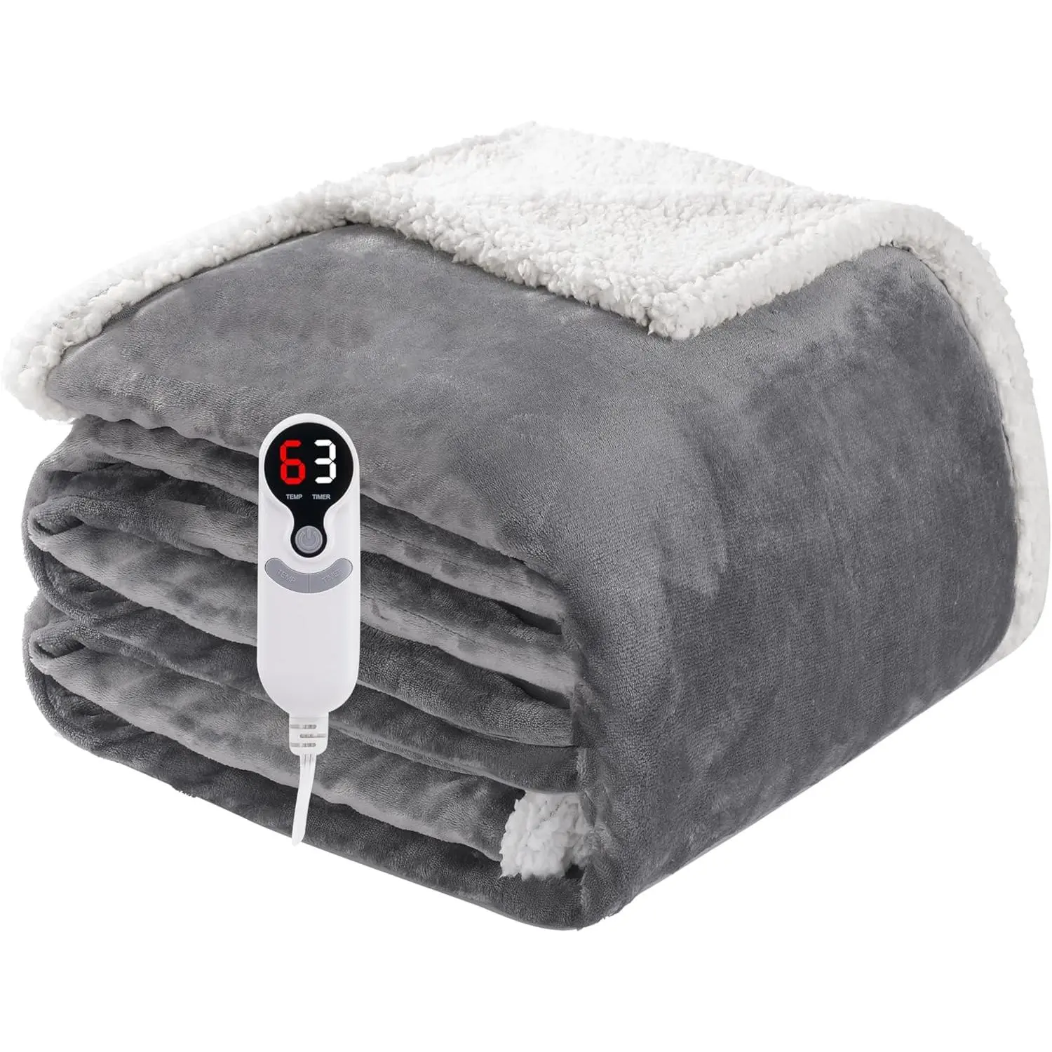 Full Size 72"x84", Soft Flannel with Overheat Protection, 9 Adjustable Heat Settings & 10-Hour Auto-Off Timer, Fast Heating for Winter Comfort, Light Gray
