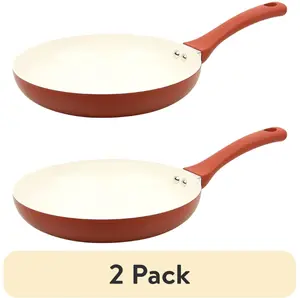 (2 pack) Ceramic 10In Aluminum Nonstick Frypan Red Canyon
