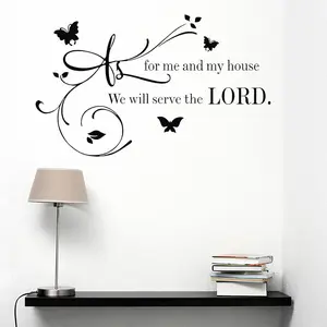Wall Decals Quotes, As For Me And My house We Will Serve The Lord, Living Room Decor decorations,  Verse Inspirational Sayings, Family Inspirational Wall Stickers, Suitable for Entryway
