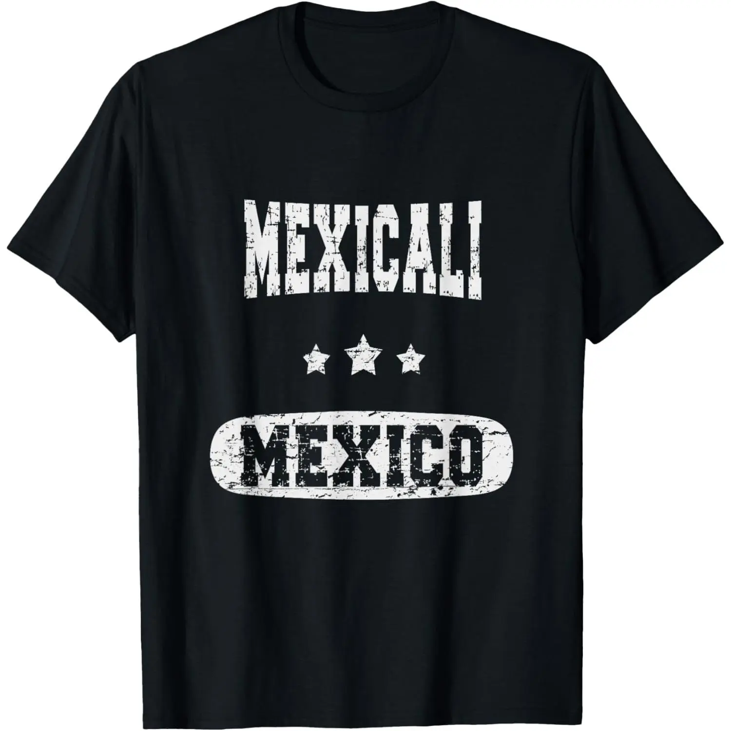 Women's 100% Cotton Short-Sleeve Casual Distressed Graphic Round Neck Vintage Mexicali Mexico T-Shirt