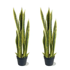 2-Pack 35-in Yellow Artificial Sansevieria Decorative Countertop Artificial Plants - Versatile for Indoor-Outdoor Use, Neat Elegant Shape, Ideal for Home Decor & Commercial Spaces