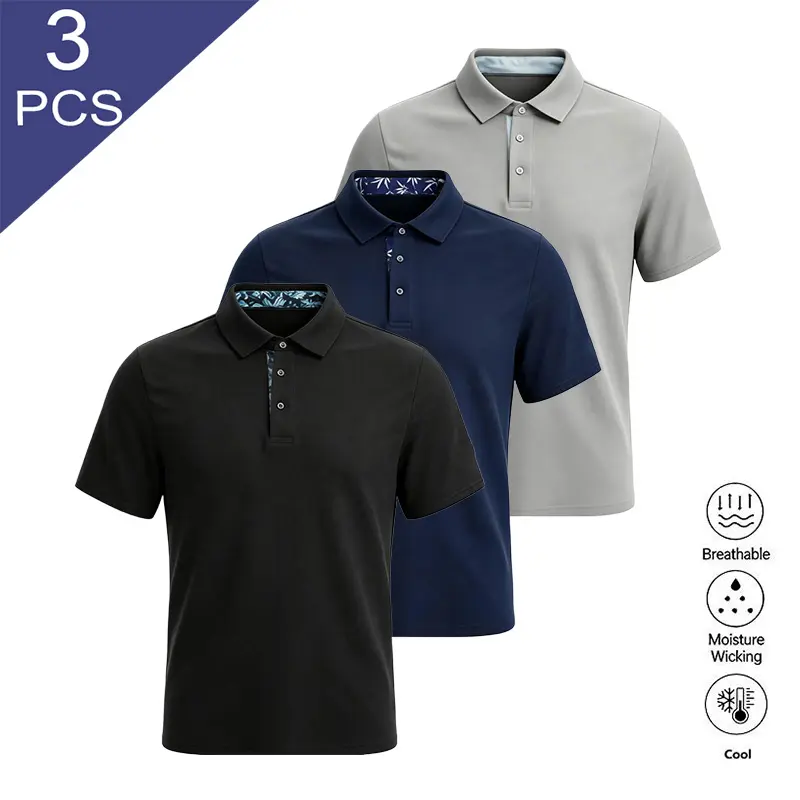 Clean Gent 3-pack: men’s regular-fit fashion short-sleeve polo shirts; men’s polos; casual buttoned short-sleeve polos; all-season fashionable menswear suitable for vacations, casual wear, sports, and outings.