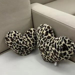 Vintage Leopard Heart Cushion Soft Sofa Pillow Luxurious Personal Home Decor Bedroom Living Room Versatile Accent Piece Leopard Print Cushion