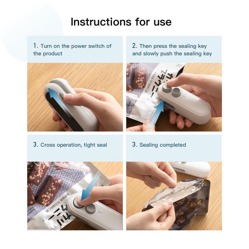 Mini Bag Sealer with Cutter – 2-in-1 Heat Seal & Resealer Machine, USB Rechargeable, Magnetic, Portable Food Sealer for Snack, Chip & Plastic Bags – Keep Food Fresh Multifunction