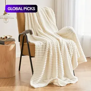 Fleece Throw Blanket for Couch – 3D Ribbed Jacquard Soft and Warm Decorative Fuzzy Blanket – Cozy, Fluffy, Plush Lightweight Pink Throw Blankets for Bed, Sofa #GLOBAL PICKS