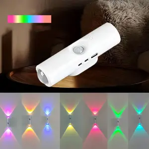 Smart Motion Sensor LED Night Light RGB Wall Sconce, USB Rechargeable Magnetic Dimmable Ambient Lighting, Closet Step Light, Indoor Home Decor, Gift for Christmas, Halloween, and Party