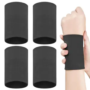&2 Pairs Wrist Wraps Men & Women Black Sport Compression Wrist Brace Wrist Sleeve Elastic Wrist Widget Bands Supports Carpal Tunnel Tattoo Cover Up(Medium)