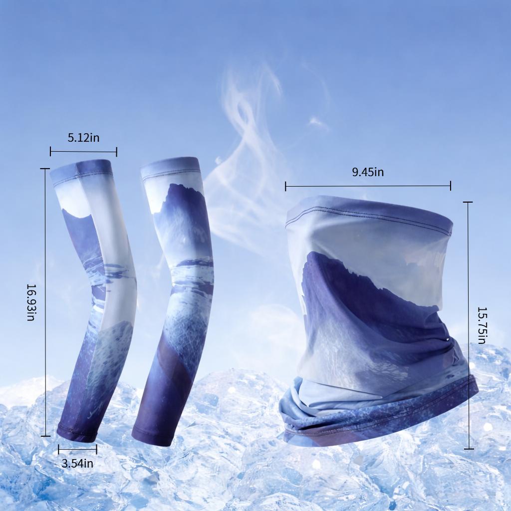 Ice Silk Arm Sleeves & Neck Gaiter Set - Breathable UPF 50+ Summer Cycling Sun Set, Perfect for Cycling, Running & Hiking