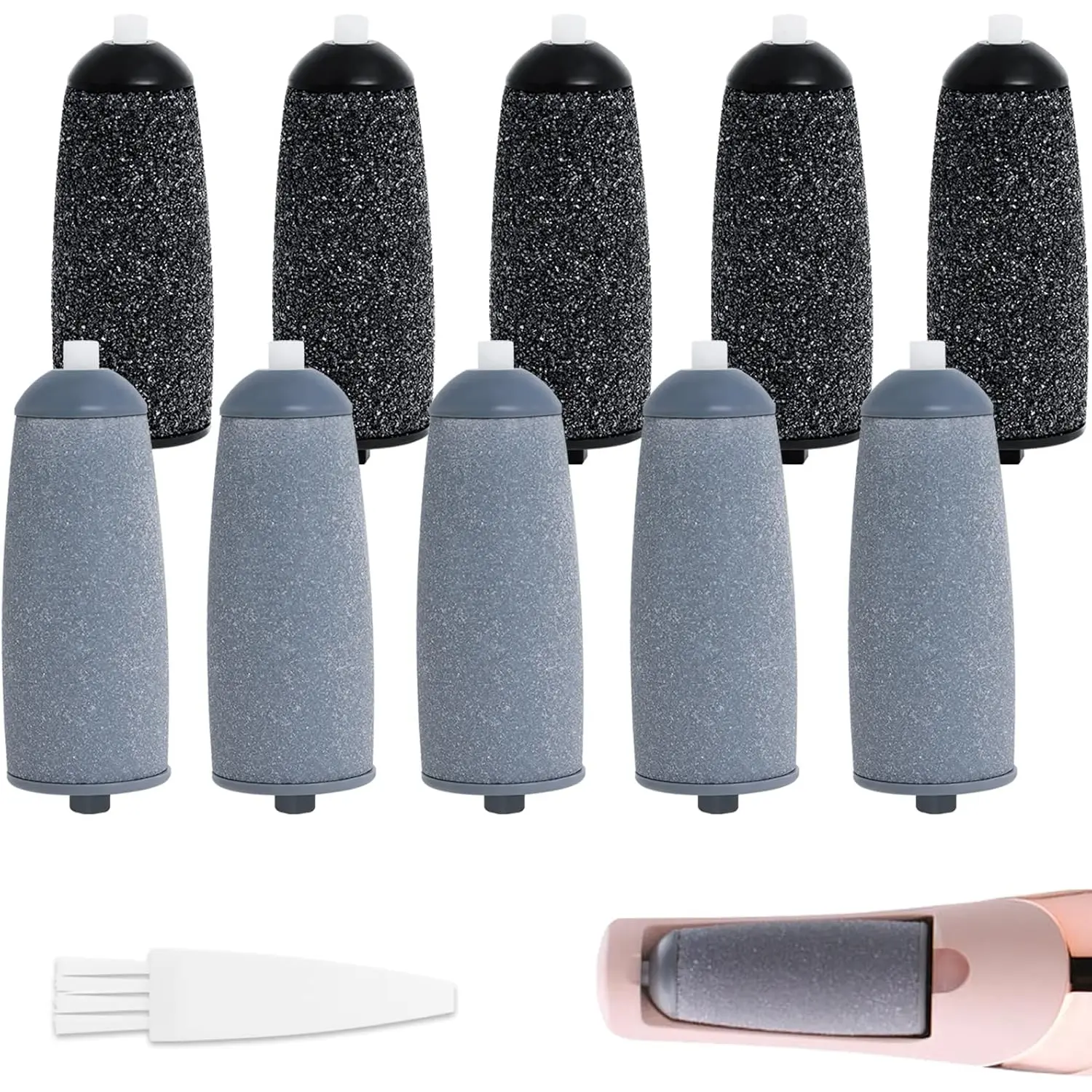 10 Pack Replacement Roller Refills Compatible with Finishing Touch Flawless Pedi Electric Tool File Include a Cleaning Brush (5 Coarse & 5 Fine Rollers) Piwerod
