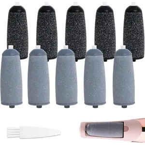 10 Pack Replacement Roller Refills Compatible with Finishing Touch Flawless Pedi Electric Tool File Include a Cleaning Brush (5 Coarse & 5 Fine Rollers) Piwerod