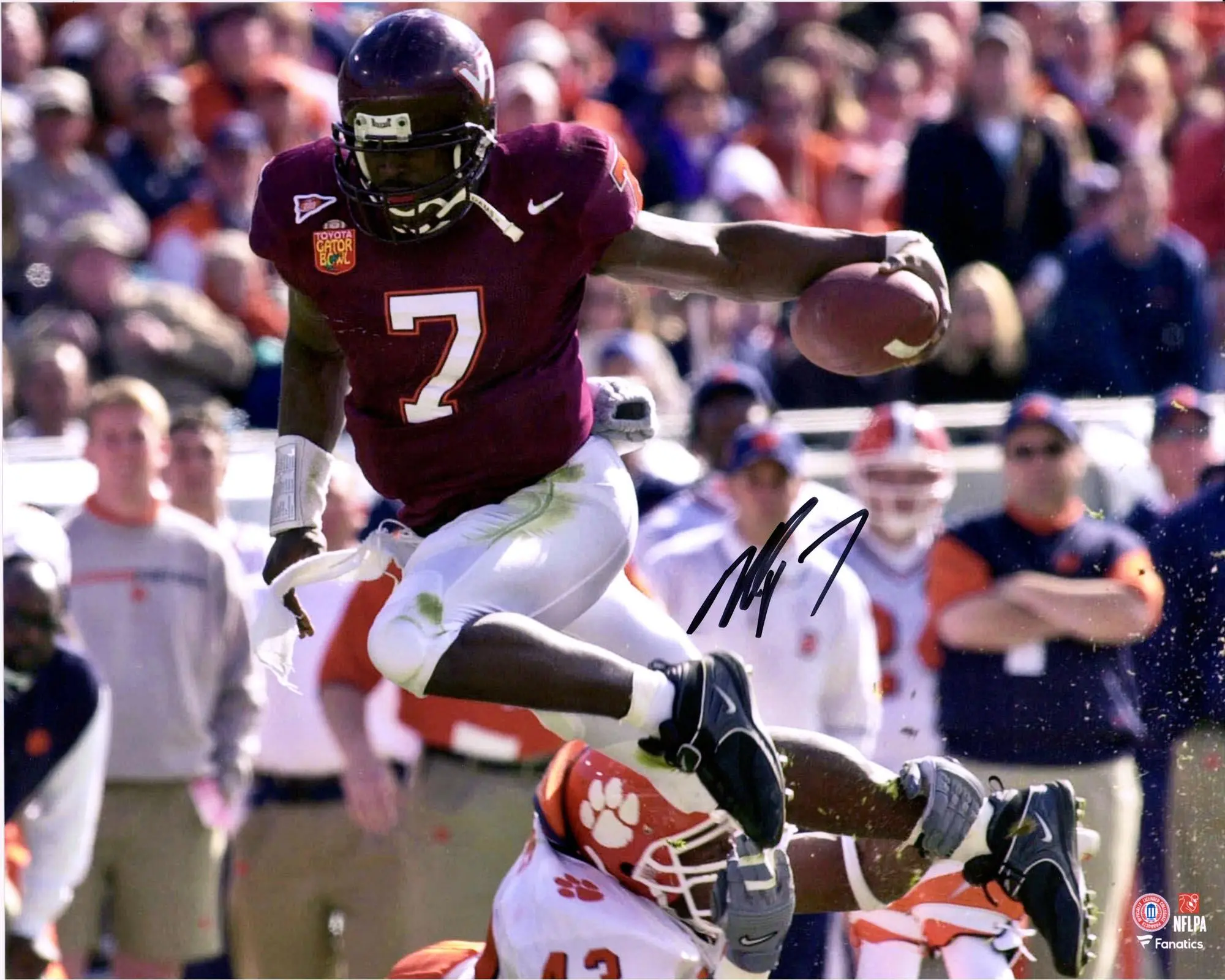 Michael Vick Virginia Tech Hokies Autographed 16" x 20" Hurdle Photograph - Fanatics Authentic Certified