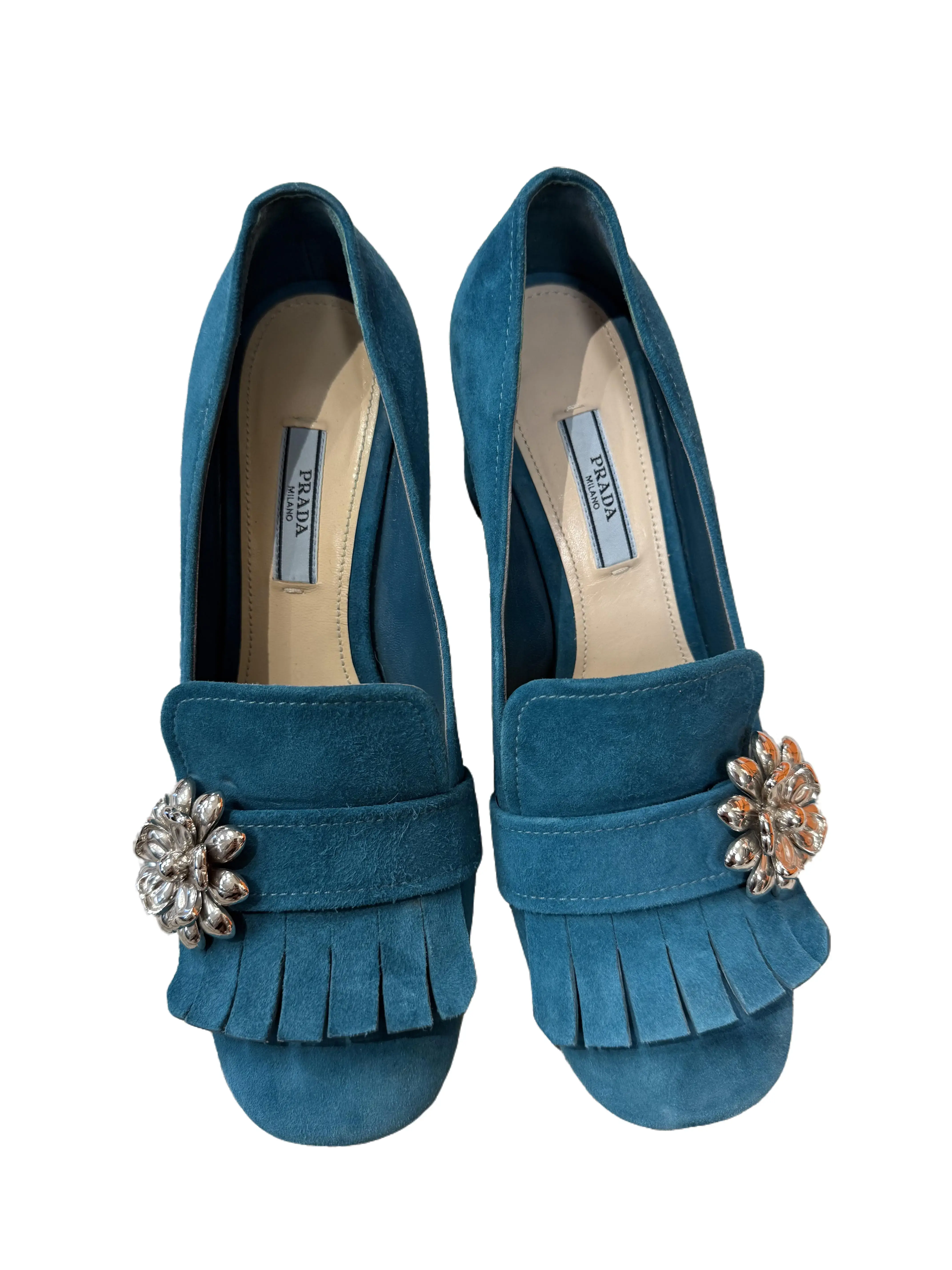 CALUXS- Prada Light Blue Suede Shoes Size US 6
