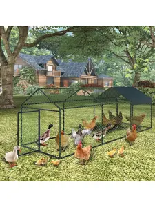 Large Metal Chicken Coop Chicken Run with Cover Outdoor Walk in Poultry Cage  Metal Chicken Coop for Yard Farm Duck Rabbit Hen Enclosed