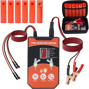 Universal Fuel Injector Tester Cleaner Tool Kit, 6 Size Cleaning Adapters 8 Pulse Modes Injector Tester 12V/5V Output Power Drive, 4 Wire Dual Channel DIY Fuel Injector Cleaner Tools