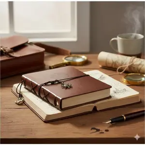 Vintage Kraft Paper Journal A6 Notebook - Thick Cover Travel Diary Notebook with Tear-Resistant Pages. Durable, Water-Resistant for Business, Office & Study. Retro Style Multi-Purpose Notebook Set