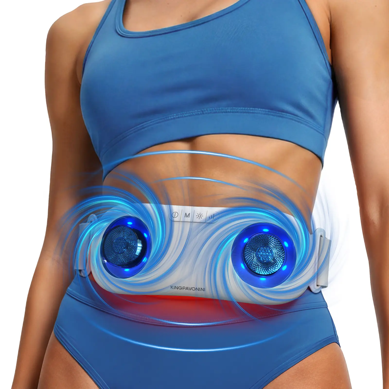Kingpavonini Wireless Abdominal Repair Belt - Dual-Motor Massage, 4 Modes, 3 Adjustable Intensity Levels, Dynamic Sculpting + Red Light, Rechargeable Wellness Belt, Stomach Body Sculpting Tool, Ideal Gift, Fall Deals