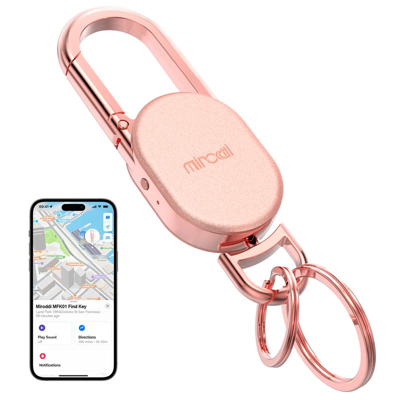 Keychain with Apple Find My(IOS Only), Key Finder Built-in Anti-Loss Tracker, Heavy Duty Key Holder, Premium Stainless Steel Keychain Carabiner Car Key Chains with GPS Global Locator Tracking Waterproof