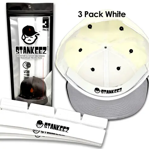 STANKEEZ 3-Pack Plain Reusable Hat Liner - Hat Protection Sweatband, Moisture Absorbing, Anti-Bacterial, Hand Wash Only, Loose, Patented Non-Adhesive Design, Interchangeable, Adjustable (Buy 3 Save!) for Sun Cap