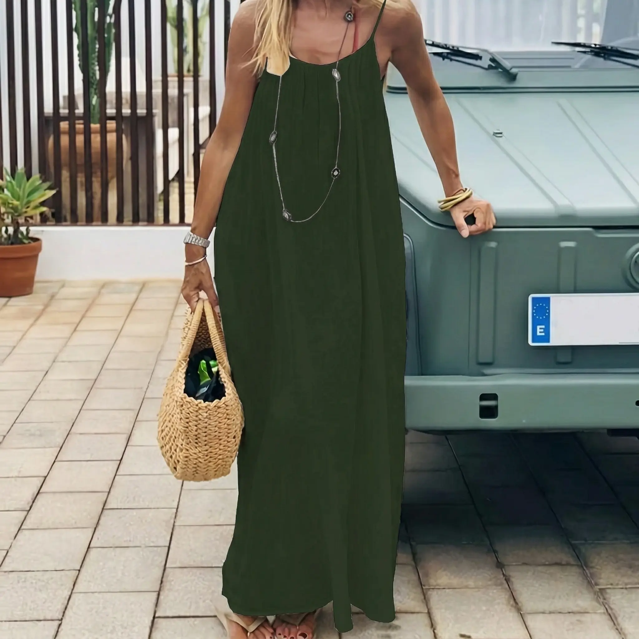 low back oversized maxi beach dress Zurina Low Back Maxi Dress