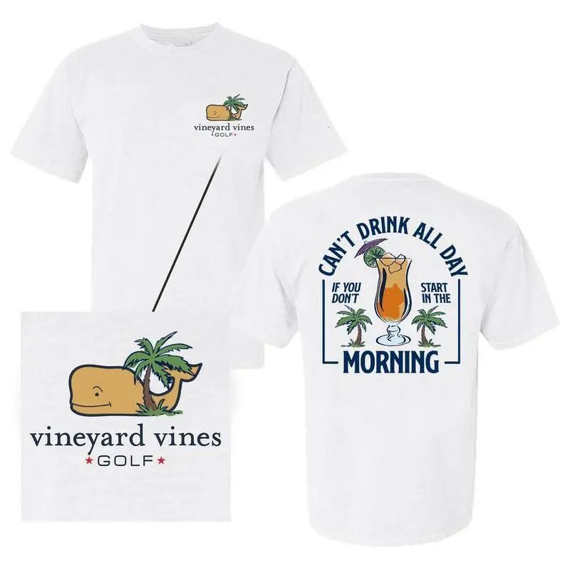 ‘Can’t Drink All Day’ Cocktail Graphic Vineyard Vines Golf T-Shirt, Fun & Playful for Golf Lovers, Unisex Casual Wear, Apparel Made In The USA