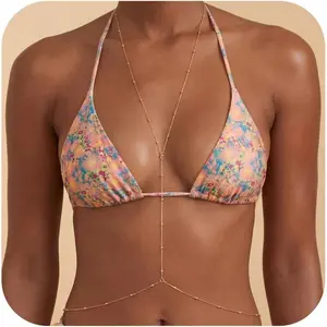 Gold Plated Body Chain for Women, Adjustable Rhinestone Layered Bikini Belly & Waist Chain, Sexy Back Jewelry for Beach Vacation & Parties