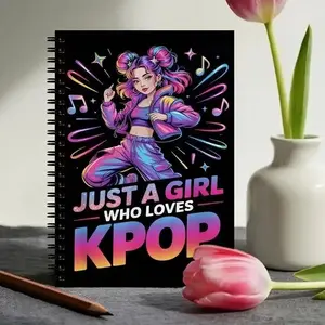 Neon Kpop Theme Notebook, Fashion Stationery for K-Pop Fans, Creative Expression and Idol Love, Trendy Journal for Korean Wave Enthusiasts
