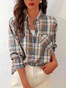 Spring and autumn style long-sleeve plaid women's shirt